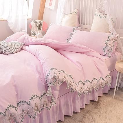フランフラ 夏用 花柄レースリボン姫系寝具カバーセット パープル ...